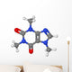 Ball and stick model of caffeine molecule Wall Decal