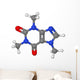 Ball and stick model of caffeine molecule Wall Decal