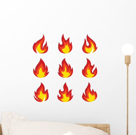 Set Icons Flame Fire Wall Decal Sticker Set