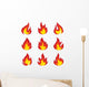 Set Icons Flame Fire Wall Decal Sticker Set