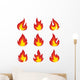 Set Icons Flame Fire Wall Decal Sticker Set