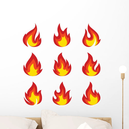 Set Icons Flame Fire Wall Decal Sticker Set