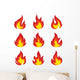 Set Icons Flame Fire Wall Decal Sticker Set