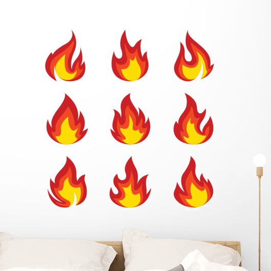 Set Icons Flame Fire Wall Decal Sticker Set
