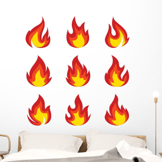 Set Icons Flame Fire Wall Decal Sticker Set