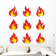 Set Icons Flame Fire Wall Decal Sticker Set