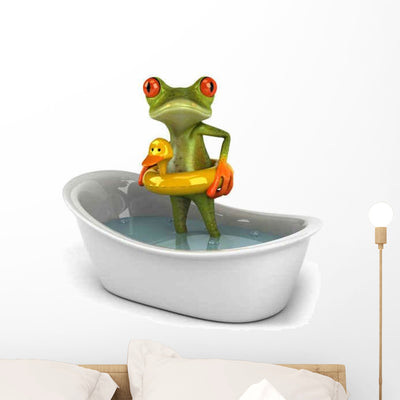 Frog Bath Wall Decal shown on a wall