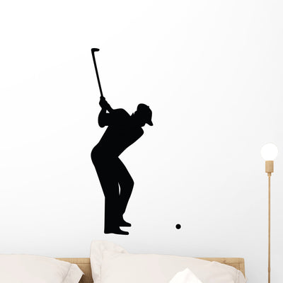 Golf Player Silhouette Vector Wall Decal shown on a wall