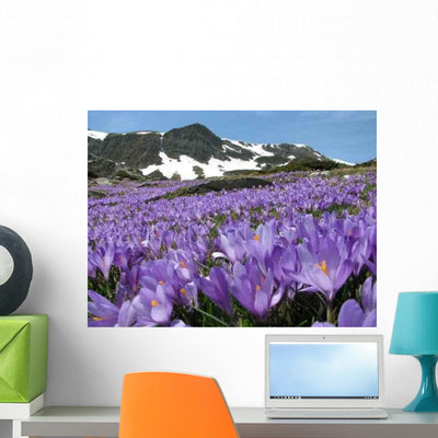 Spring Flowers Wall Decal shown on a wall