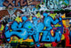 Graffiti Detail on the Textured Brick Wall Wall Mural