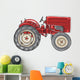 Vintage Red Tractor Cartoon Wall Decal
