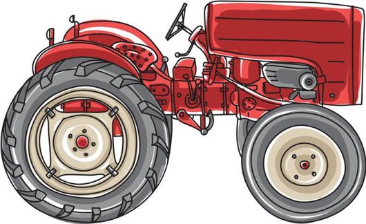 Vintage Red Tractor Cartoon Wall Decal