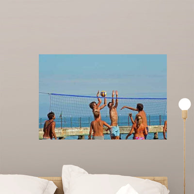 Beach Volley Wall Mural shown on a wall