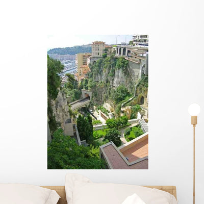 Monaco Cityscape Wall Decal shown on a wall