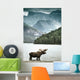 Elch in einem See vor eindrucksvollem Bergpanorama Wall Mural
