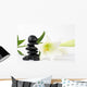 Black and white lilies zen pebbles Wall Mural