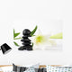 Black and white lilies zen pebbles Wall Mural