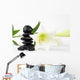 Black and white lilies zen pebbles Wall Mural