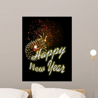 Fireworks Background-new Years Eve Wall Mural shown on a wall