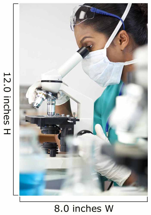 Asian Woman Doctor or Scientist Using a Microscope In Laboratory Wall Mural