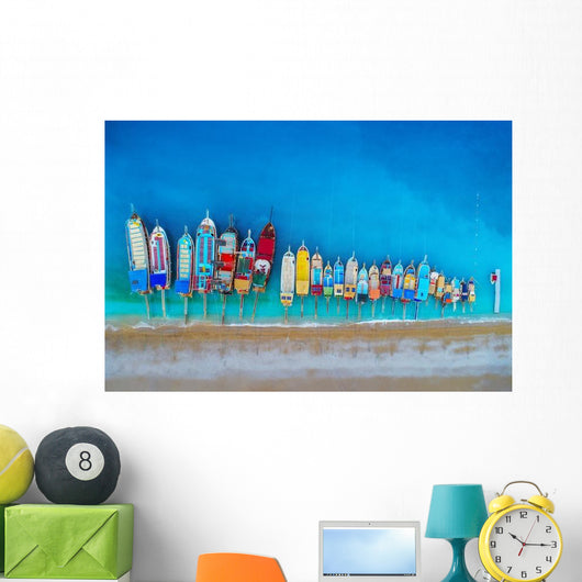 Boats Aerial Colorful Boats Wall Decal