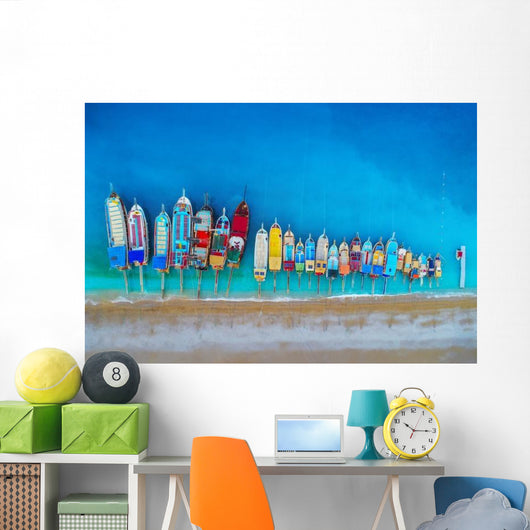 Boats Aerial Colorful Boats Wall Decal