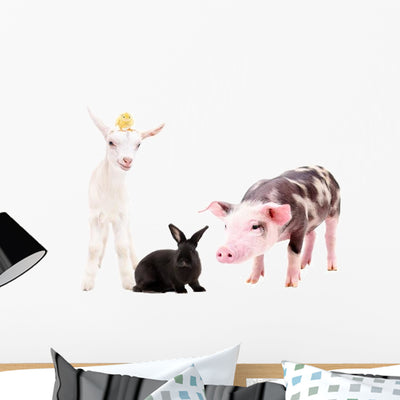 Young Farm Animals Wall Decal shown on a wall
