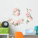 Pastel Pink Watercolor Roses Wall Decal Sticker Set