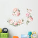 Pastel Pink Watercolor Roses Wall Decal Sticker Set