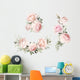 Pastel Pink Watercolor Roses Wall Decal Sticker Set