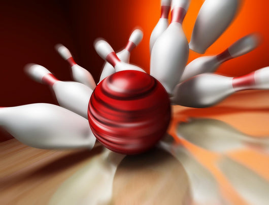 A fun 3d render of a bowling ball crashing into the pins. Extrem Wall Mural