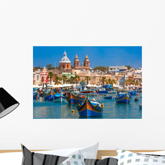 Traditional Eyed Colorful Boats Wall Decal