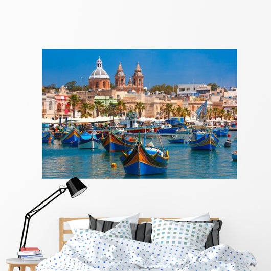 Traditional Eyed Colorful Boats Wall Decal