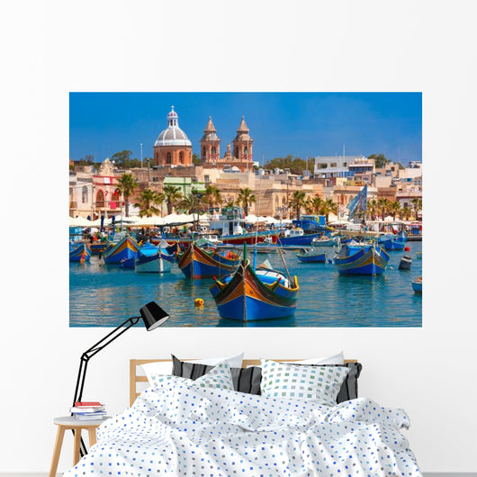 Traditional Eyed Colorful Boats Wall Decal
