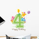 Happy Birthday Candle and Animals Isolated on white Wall Decal