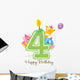 Happy Birthday Candle and Animals Isolated on white Wall Decal