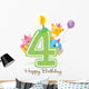 Happy Birthday Candle and Animals Isolated on white Wall Decal