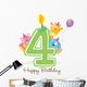 Happy Birthday Candle and Animals Isolated on white Wall Decal