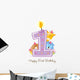 Baby's Decals - Happy First Birthday Candle and Animals Isolated on white Wall Decal
