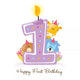 Baby's Decals - Happy First Birthday Candle and Animals Isolated on white Wall Decal