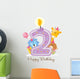 Happy Birthday Candle and Animals Isolated on white Wall Decal