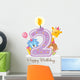 Happy Birthday Candle and Animals Isolated on white Wall Decal