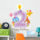 Happy Birthday Candle and Animals Isolated on white Wall Decal