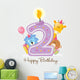 Happy Birthday Candle and Animals Isolated on white Wall Decal