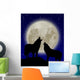 Wolves against Moon Wall Mural