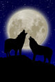 Wolves against Moon Wall Mural