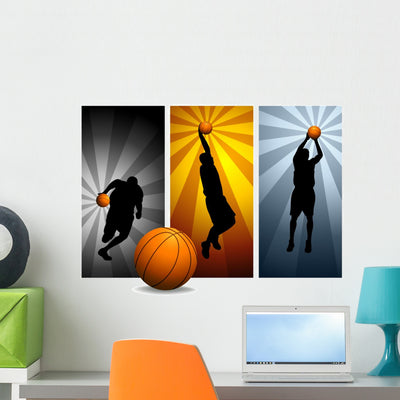 Basketball Players Wall Decal shown on a wall