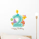 Happy Birthday Candle and Animals Isolated on white Wall Decal