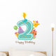 Happy Birthday Candle and Animals Isolated on white Wall Decal