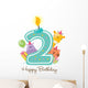 Happy Birthday Candle and Animals Isolated on white Wall Decal
